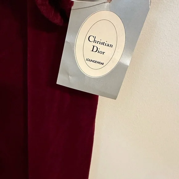 NWT Christian Dior Vintage velvet gown loungewear robe burgundy deadstock fall - Picture 3 of 8